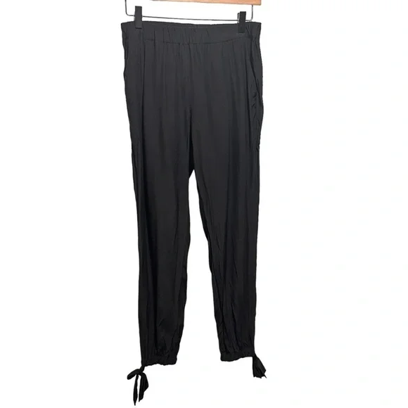 Dear Cashmere 100% Silk Black Lightweight Pants Size Medium - Picture 1 of 11